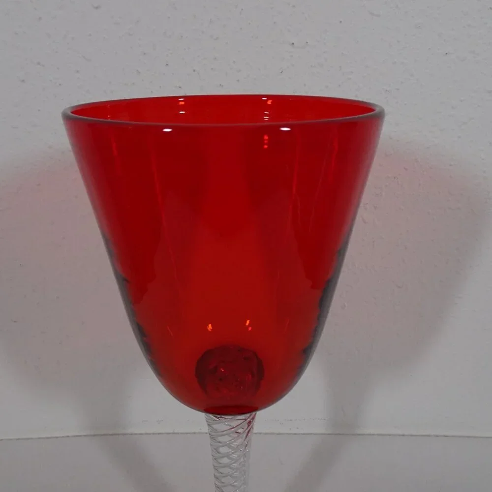 Blenko Vintage Air Twist Red Goblet Vase #489 Large 13